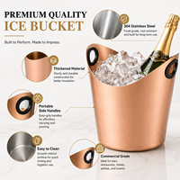 Seau à glace en acier inoxydable 5L avec poignée, épaissi, résistant à la rouille, facile à nettoyer, logo personnalisé, pour restaurant, hôtel, boîte de nuit, fête, bière
