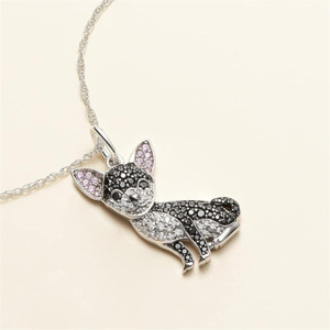 Livraison Rapide - <span class=keywords><strong>Collier</strong></span> Pendentif Chien <span class=keywords><strong>Chihuahua</strong></span> Noir, Bijoux Fins en Alliage de Zinc Écologique Style Animal Vente en Gros - Product Image 6