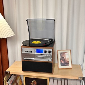 Lecteur <span class=keywords><strong>de</strong></span> disques vinyles rétro tout-en-un, lecteur <span class=keywords><strong>de</strong></span> cassettes, lecteur <span class=keywords><strong>de</strong></span> CD, sans fil, pour haut-parleur <span class=keywords><strong>de</strong></span> carte, multifonction, décoration, cadeau - Product Image 1