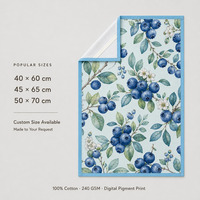 Serviette de cuisine en coton 100% avec impression numérique personnalisée, motif myrtille, en stock, expédition gratuite, échantillon disponible, serviette de cuisine de haute qualité
