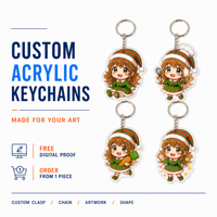 Porte-clés en acrylique Fille Anime 3mm, faible MOQ, prix usine, anneau métallique, revêtement époxy, impression UV, détails précis