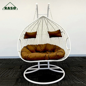 Chaise longue moderne en rotin, aluminium, plastique français, forme d'œuf noir, balançoire de jardin, patio, forme en D - Product Image 2