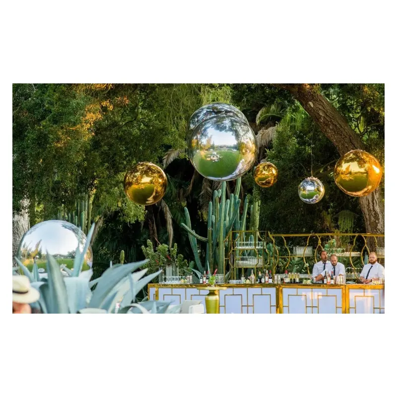 warehouse party wedding ceiling decoration hot sale PVC custom Inflatable mirror ball gold sliver spheres mirror balloon