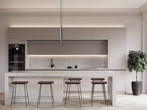 خزائن المطبخ جاهزة لتجميع خزانة مطبخ على شكل حرف U خزائن مطبخ جزيرة عالية اللمعان - Product Image 3