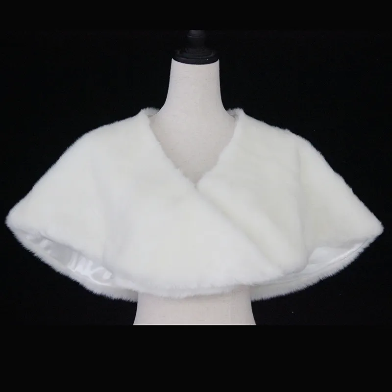 D1330 White Bridal Jacket Winter Warm Wit Faux Fur Jas Wraps Sjaal Bruid Cape Bolero Bruiloft Jassen