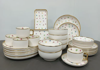 Services de vaisselle en porcelaine incassable 32 pièces, compatibles micro-ondes et lave-vaisselle, écologiques, sans BPA, assiettes, bols, tasses