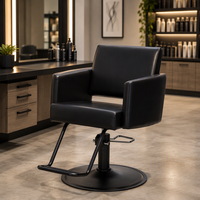 Mobilier de salon de beauté, fauteuil de coiffure moderne avec accoudoirs fixes, réglage hydraulique de la hauteur