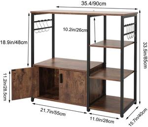 Carrito de ahorro de espacio para el hogar, mueble de <span class=keywords><strong>cocina</strong></span> de madera y Metal de nogal rústico, Isla de almacenamiento de microondas, barato, China - Product Image 6