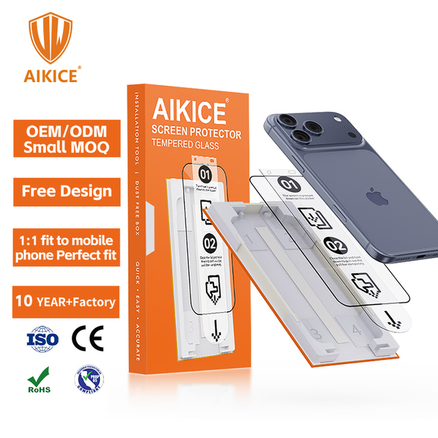 AIKICE High Grade AAA Anti-Scratch 9H Tempered Glass Screen Protector Installation Kit for iphone 16 Pro Max Dust-Free Magic Box