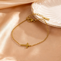 Bracelet à maillons ajustables en acier inoxydable plaqué or 18 carats avec breloque croix, 7 pièces, pour femme, usage quotidien, bijoux de fête