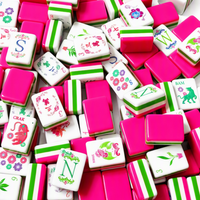 Tuiles de Mahjong Américain Vert Rose Besoke en Acrylique de Luxe pour Divertissement