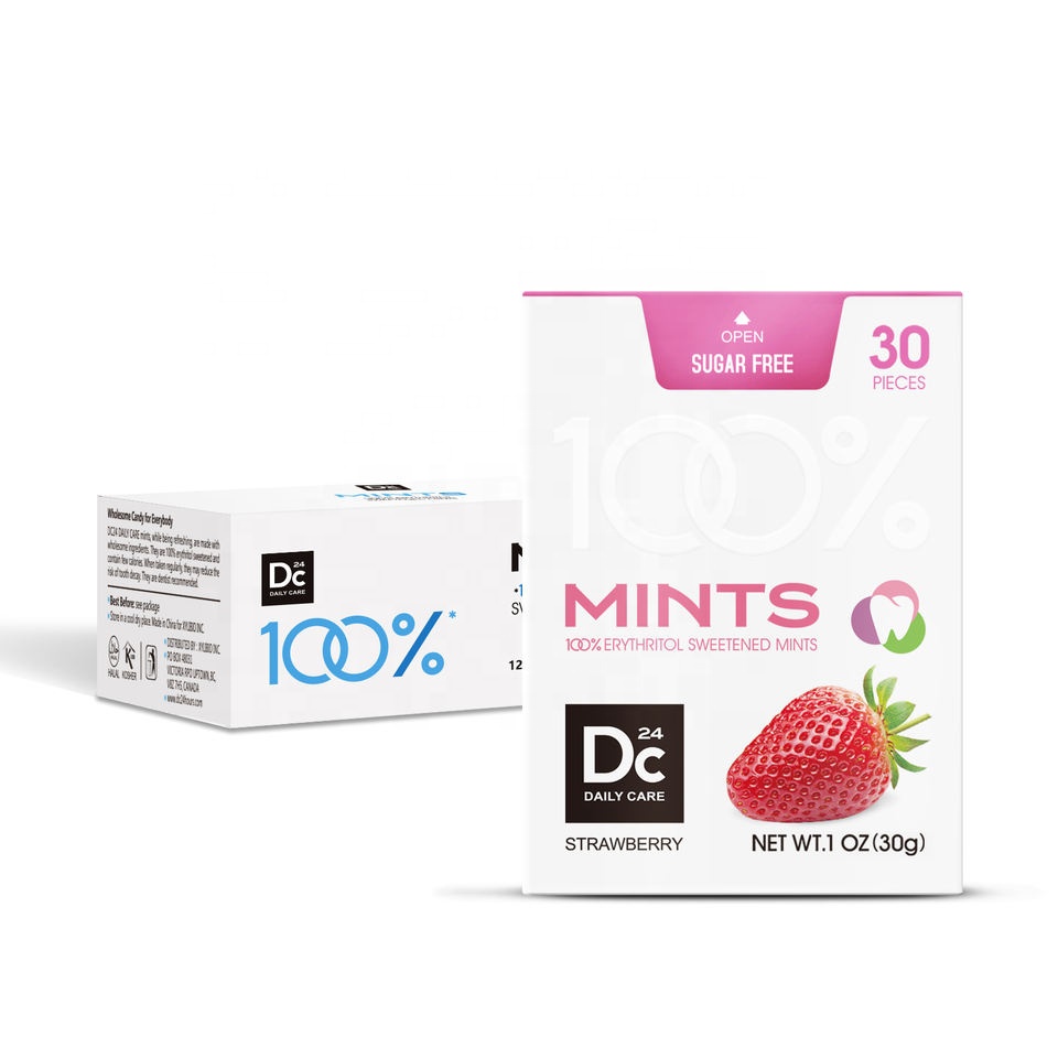 Заводская цена, коробка для конфет, Клубничные мяты, жесткие конфеты ксилит