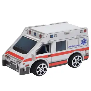 Yüksek kalite 3d bulmaca Model kamyon 3d bulmaca arabalar kağıt modelleri Diy polis arabası itfaiye kamyonu ambulans ahşap bulmaca çocuklar için