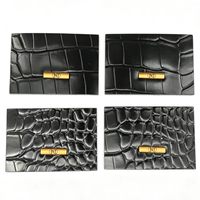 Étiquette rectangulaire en cuir véritable texturé crocodile personnalisée avec logo métallique pour vêtements, à coudre, vente en gros OEM