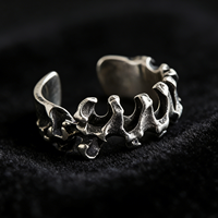 Bague personnalisée en forme d'os, plaquée argent, ouverte et ajustable, pour femme, accessoires de mode, bijoux de fête