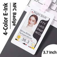 Badge NFC E-Ink 4 couleurs de 3,7 pouces, étiquette d'identification électronique passive sans batterie, étiquette intelligente ultra-fine résistante à l'eau IPX6