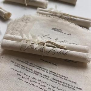 Invitación de Estilo Europeo con Diseño de Pergamino, Tela de Lino y Algodón, Hecha a Mano con Borde Crudo, para Bodas, Eventos Empresariales, Menús Personalizados - Product Image 4