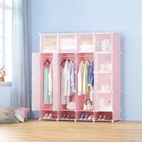 Boîte de rangement en plastique rose, Cube, armoire pour enfants, organisateur de placard Portable en plastique