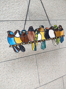 แผงกระจกสีทิฟฟานี่ลายนกสิบตัว ขนาด 50*19 ซม. สำหรับตกแต่งห้องนอนและห้องนั่งเล่น - Product Image 3