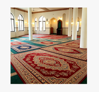 Dalles de tapis de prière musulmanes haut de gamme en nylon teint en masse, motifs arabesques linéaires géométriques, tons terreux chauds, pour mosquée