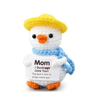 Poupée canard en crochet faite à la main, jouet tricoté avec carte d'encouragement, cadeau de soutien émotionnel pour la décoration de bureau