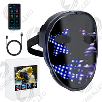 Masque lumineux LED pour fête, édition d'images, masque programmable, contrôle par application pour Halloween mascarade