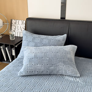 Juego de Ropa de <span class=keywords><strong>Cama</strong></span> de Franela de Alta Densidad, 3 Piezas, Terciopelo Suave, Sábanas de Terciopelo Coral para Invierno, Juego de Sábanas Ajustables - Product Image 5