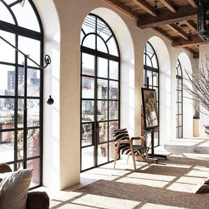 Außen bogen Glastür Stahl flügel Schwarz Französische Tür Mit Klarglas - Product Image 1