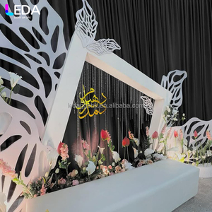 LEDA <b>Wedding</b> & Event Backdrop White Irregular Rectangular Background Wall Metal Hollowed-out Butterfly Wing Background <b>Frame</b> - Product Image 4