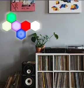 Шестигранный сенсорный светодиодный настенный светильник с дистанционным управлением, комплект для умного дома, шестигранная световая панель, умные шестигранные светильники RGB