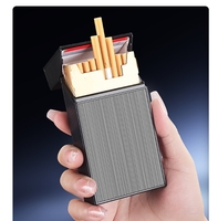 Étui à cigarettes métallique fin et portable pour homme avec briquet rechargeable coupe-vent et résistant à l'humidité, lot de 20, gravure laser personnalisée