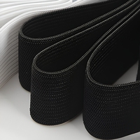 Bande élastique plate KRT KRT-WB3090 en polyester/latex noir tricoté, 4 cm, pour textile de maison, sacs, chaussures, ceintures – Confortable