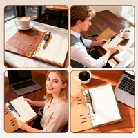 Porte-stylo en cuir PU avec boucle à 3 œillets, support élastique pour stylo pour carnet A5 à 6 anneaux, étui rechargeable pour stylo de journal