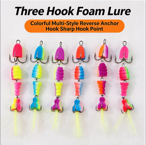Esca da pesca bionica con 3 <span class=keywords><strong>ami</strong></span>, in schiuma EVA colorata, con ardiglioni, per lucci e mandarini, per uso fluviale, all'ingrosso - Product Image 4