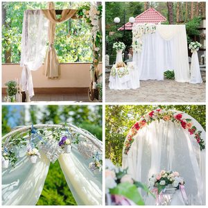 Panneaux de plafond blancs pour <span class=keywords><strong>mariage</strong></span> 5 x 20 pieds, draperies de plafond pour <span class=keywords><strong>mariage</strong></span>, longues draperies en voile de mousseline - Product Image 5