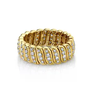 top quality sparking bling diamond women girl charm jewelry micro pave cz snake herringbone Chain ring