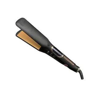 Hot sale products 2 in 1 private label flat iron wide plate electric customize gold titanium hair straightener professional