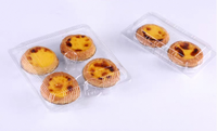 Boîtes à clapet personnalisées jetables en plastique transparent pour gâteaux congelés/tartes aux œufs, emballages pour tartes aux œufs