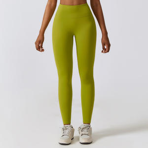 Pantalones de Yoga de entrenamiento deportivos de cintura alta personalizados para mujer Leggings de poliéster suave para gimnasio Fitness - Product Image 3