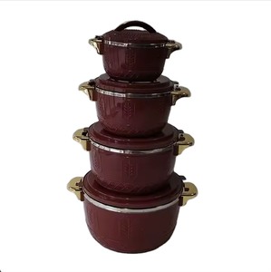 Juego de 4 Cazuelas Térmicas <span class=keywords><strong>con</strong></span> Acabado Brillante, 1L, 2.5L, 4.5L, 6.5L, Recipientes para Mantener la Comida Caliente, <span class=keywords><strong>con</strong></span> Patrón de Hojas en Relieve - Product Image 2