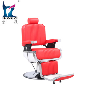 Chaise de barbier Hongzi HZ8740-OG en cuir PU orange, hydraulique, inclinable, avec repose-pieds réglable, usage commercial - Product Image 1