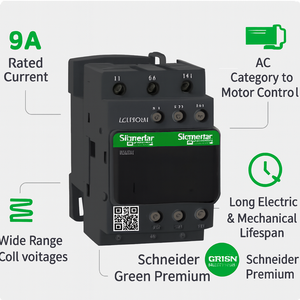 คอนแทคเตอร์ LC1D09M7 รุ่นใหม่ 3 เฟส 220 โวลต์ AC 9 แอมป์ AC - Product Image 1