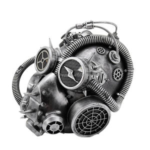 Steampunk Gothic Stil Vollgesichts-Robotermaske Silber Gasmaske futuristische Party-Maske für Halloween Gruseliges Horror-Kostüm Heimdekoration - Product Image 2