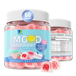 Gomitas calmadas de Ashwagandha sin azúcar de etiqueta privada con L-teanina vitamina D3 vegana Omega 3 y Rhodiola Rosea para mujeres y hombres - Product Image 1