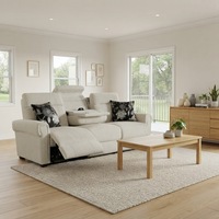 Canapé inclinable moderne et confortable en velours à trois places avec pieds métalliques extensibles - Meuble de salon inclinable réglable