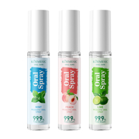 KORMESIC Marca Privada Spray Bucal Probiótico de Frutas 18ml Menta Lima Melocotón Spray Bucal Refrescante Ligero Tamaño Viaje