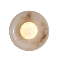 Applique murale ronde en marbre naturel avec lumière chaude pour la décoration de la chambre à coucher et du salon, luminaires halogènes à montage mural