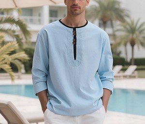 Nouveaux <span class=keywords><strong>T</strong></span>-shirts pour hommes de haute qualité, vente chaude, personnalisés, de luxe, à manches longues, décontractés, <span class=keywords><strong>T</strong></span>-shirts pour hommes en gros - Product Image 2