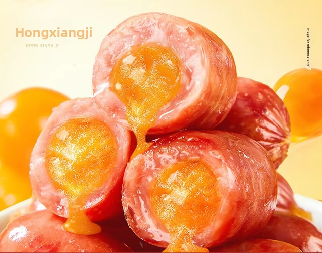 Hongxiangji Spicy Pork Sausage Meat Ready-to-Eat Soft Texture Mini Sausage OEM Fast Food HOT DOG EGG YOLK Bag 100g