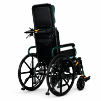 Fauteuil roulant zéro gravité en aluminium avec repose-jambes amovibles et relevables, accoudoirs rabattables, roues amortissantes